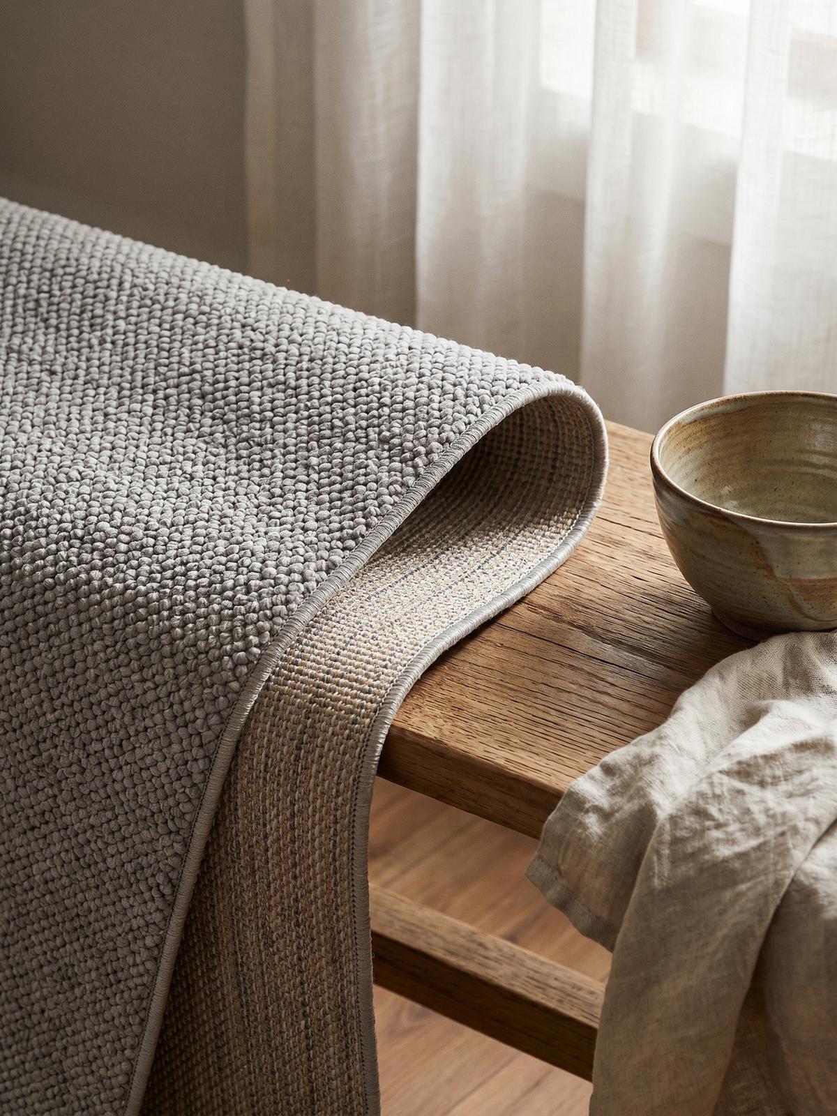 TEPPICH Flachgewebe LANGAU in Silber, meliert, 160 x 230 cm - Silberfarben, Textil (230/160cm) - KADIMA DESIGN