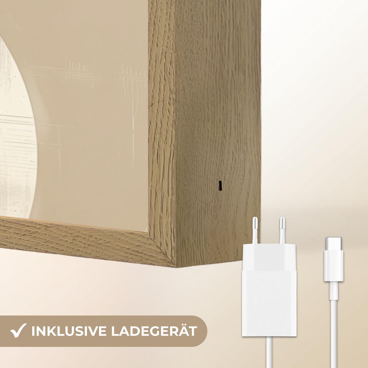 WANDLEUCHTE MIT AKKU Abstrakt - Modern - Schwarz - Gold 60x40 cm - Sandfarben, Holzwerkstoff (60/40/8cm) - OnlyWow