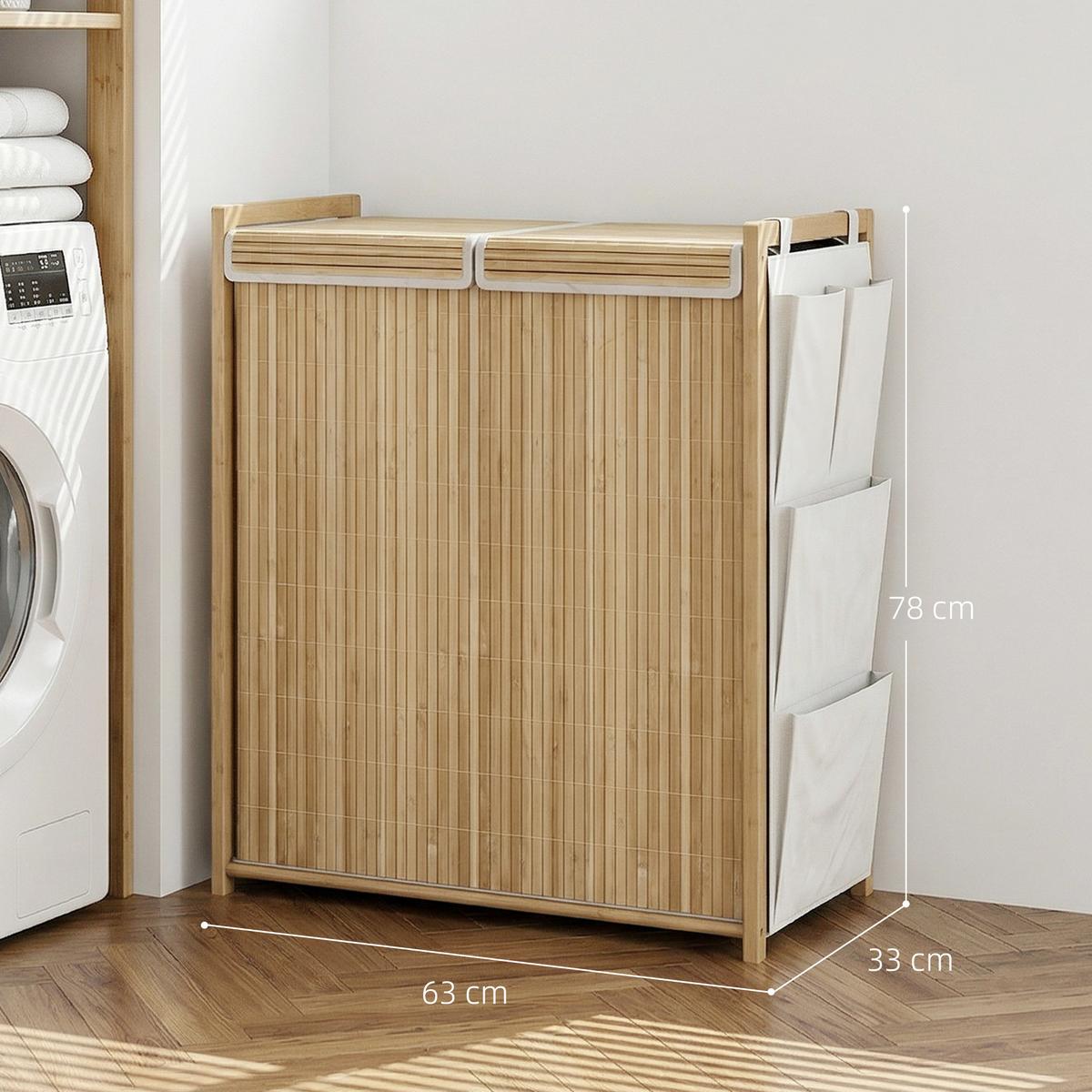 WÄSCHESAMMLER Bambus Naturholz - Naturfarben, Naturmaterialien (33/78/63cm) - HOMCOM