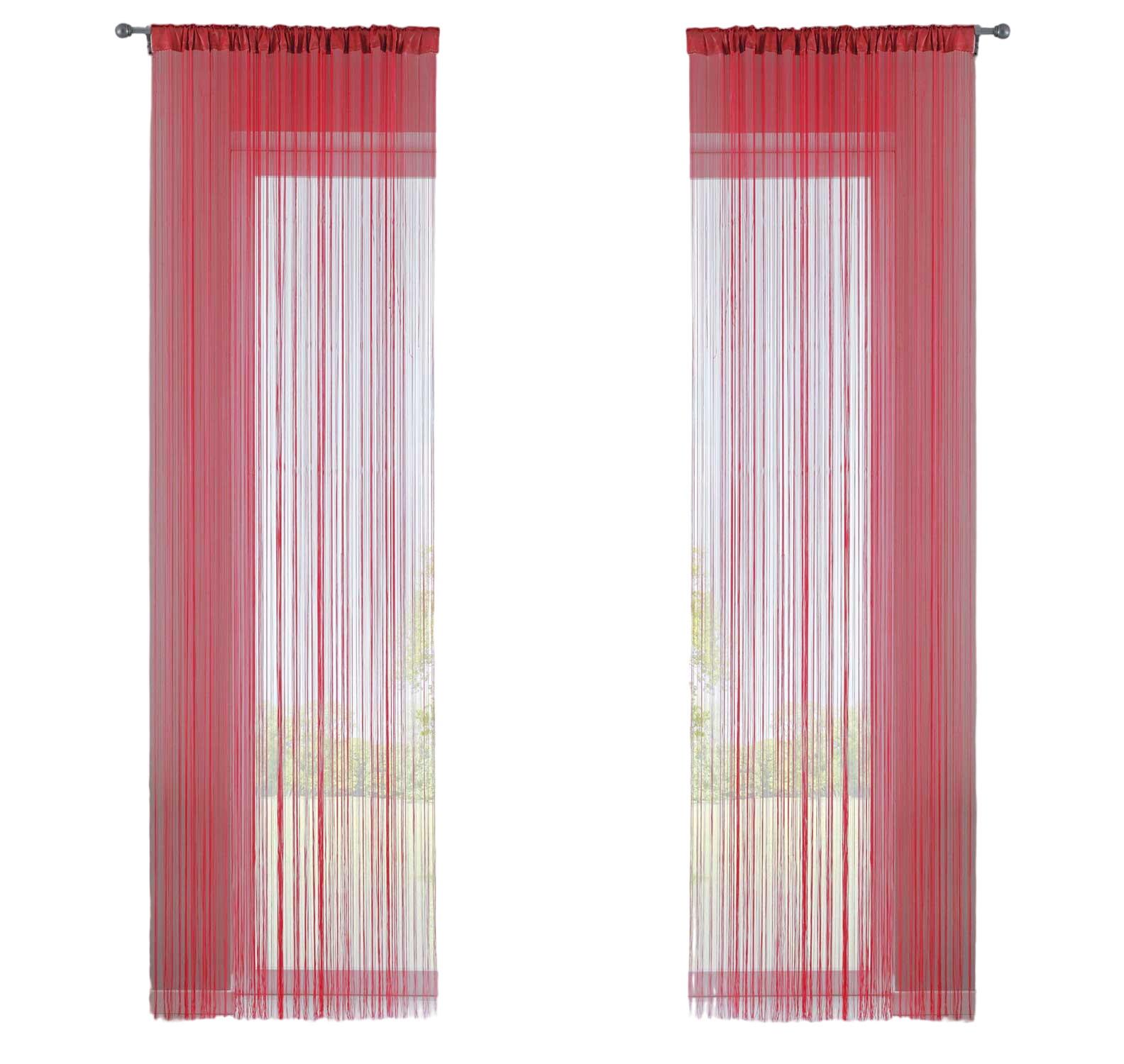 FADENGARDINE 2ER SET HxB 250x140 cm Rot - Rot, Textil (140/250cm) - Gardinenbox
