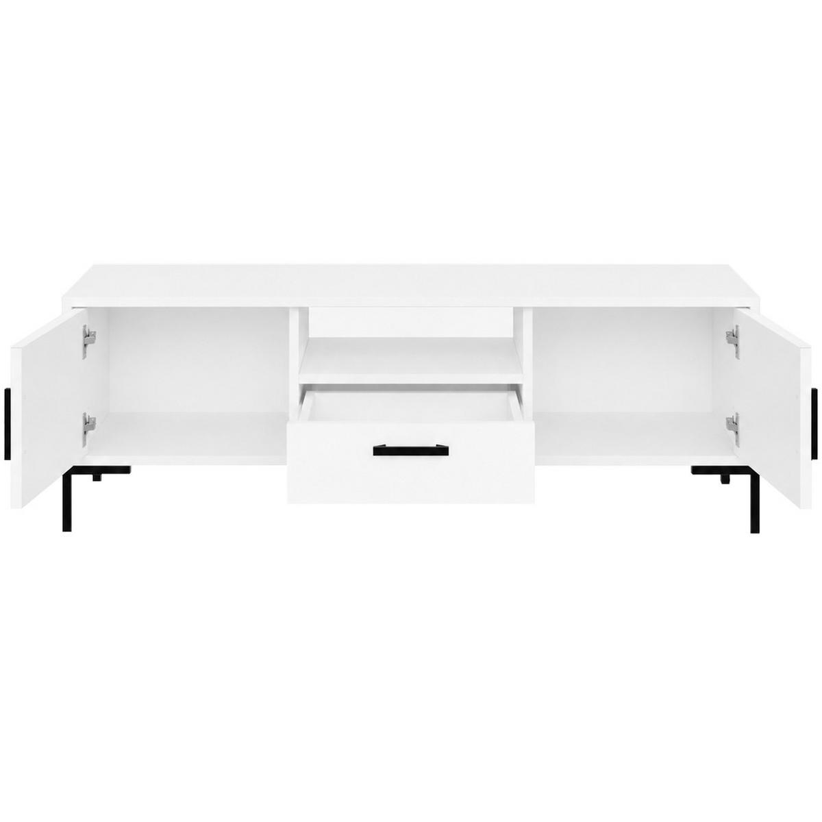 LOWBOARD Selena mit 2 Türen und Schublade, Metallfüße, Selbstschließer, Weiß, 150 cm - Schwarz/Weiß, Holzwerkstoff/Metall (150/47/40cm) - Beautysofa
