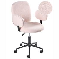 SCHREIBTISCHSTUHL Pastellrosa Bouclé Moraga - Pink/Schwarz, Textil (58/80/58cm) - Beliani