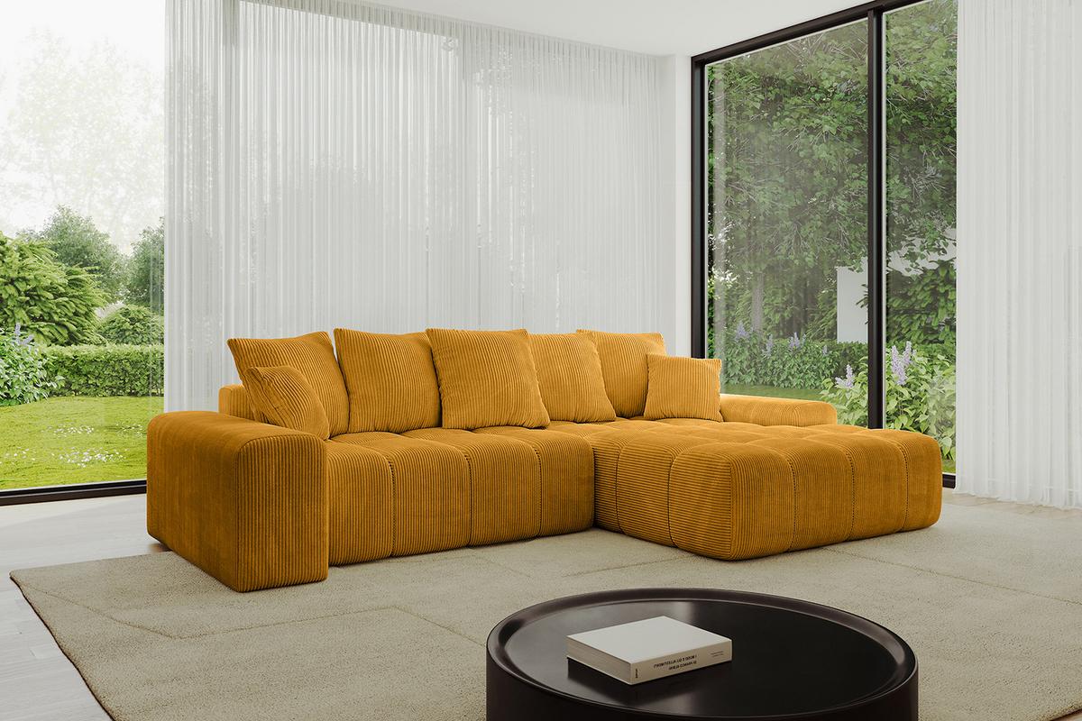 ECKSOFA Ottomane Rechts ENSI-L - 267x164x69 cm Currygelb - Currygelb, Holzwerkstoff/Kunststoff (164/267cm) - ALTDECOR