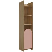 BÜCHERREGAL Lena mit Tür und offenen Fächern, 43 cm, für Jugendliche, Eiche Cremona/Macadamia/Puderrosa, Links - Eichefarben/Beige, Holzwerkstoff (43/198/40cm) - Beautysofa