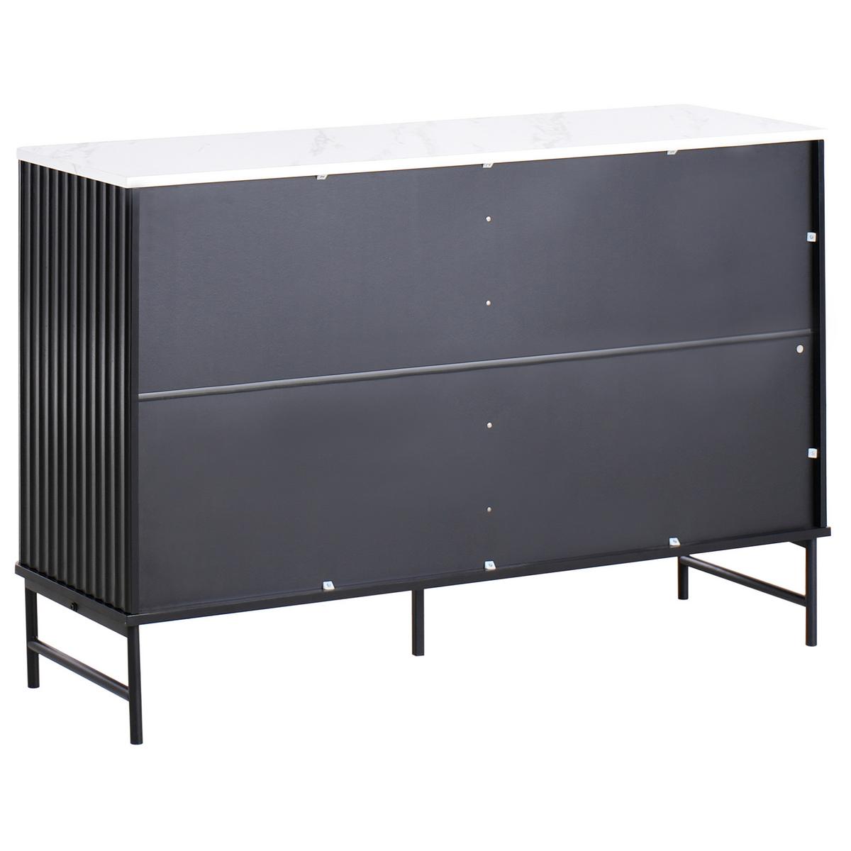 KOMMODE mit 6 Schubladen Marmor Optik/Schwarz Glastonbury - Weiß, Holzwerkstoff (120/80/40cm) - Beliani