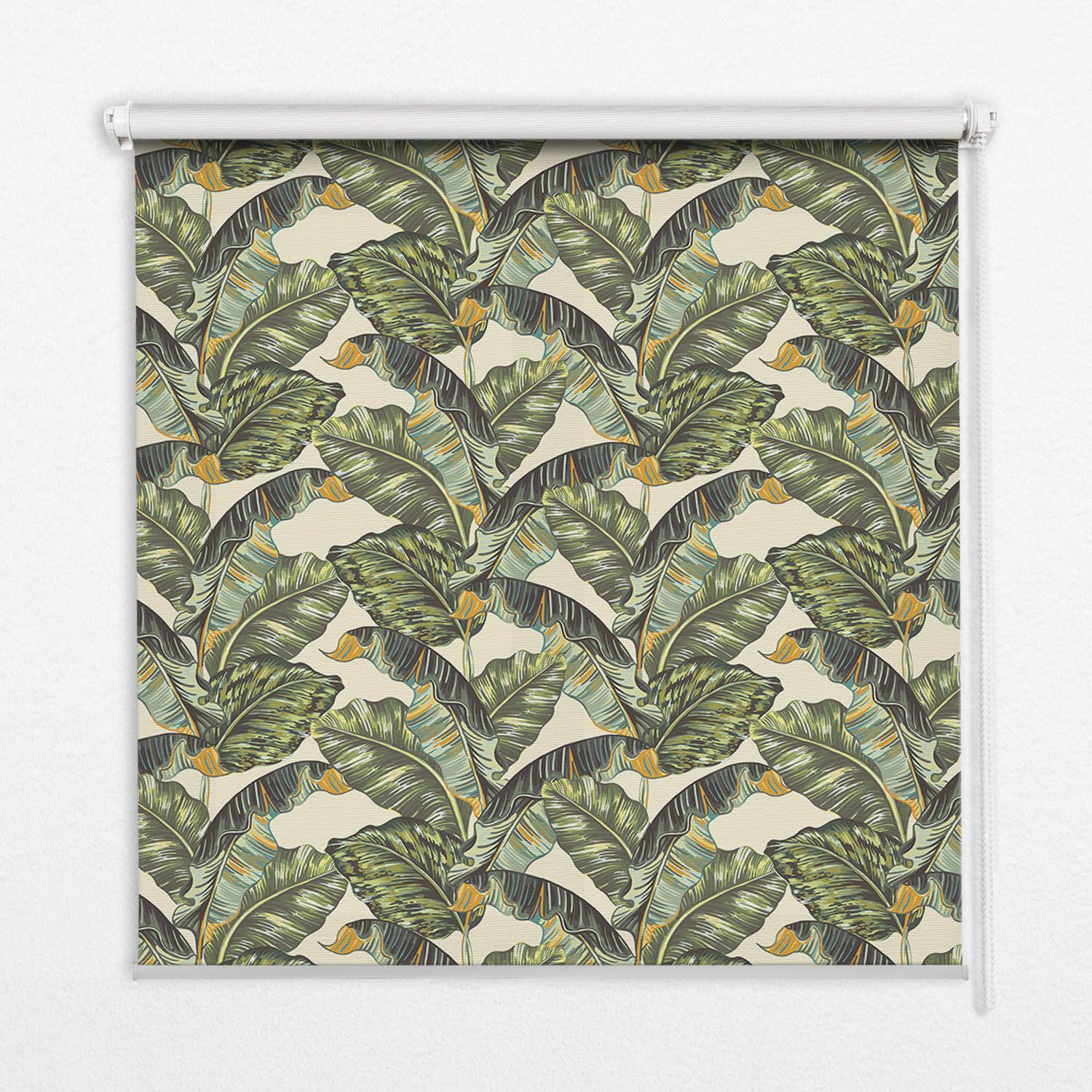 INNENROLLO - Fensterrollo - Rollo - 130x140 cm - Blätter - Grün, Kunststoff (130/140/0.5cm) - TULUP