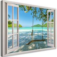 WANDBILD fensterblick meer natur - Blau, Textil (60/40cm) - Feeby