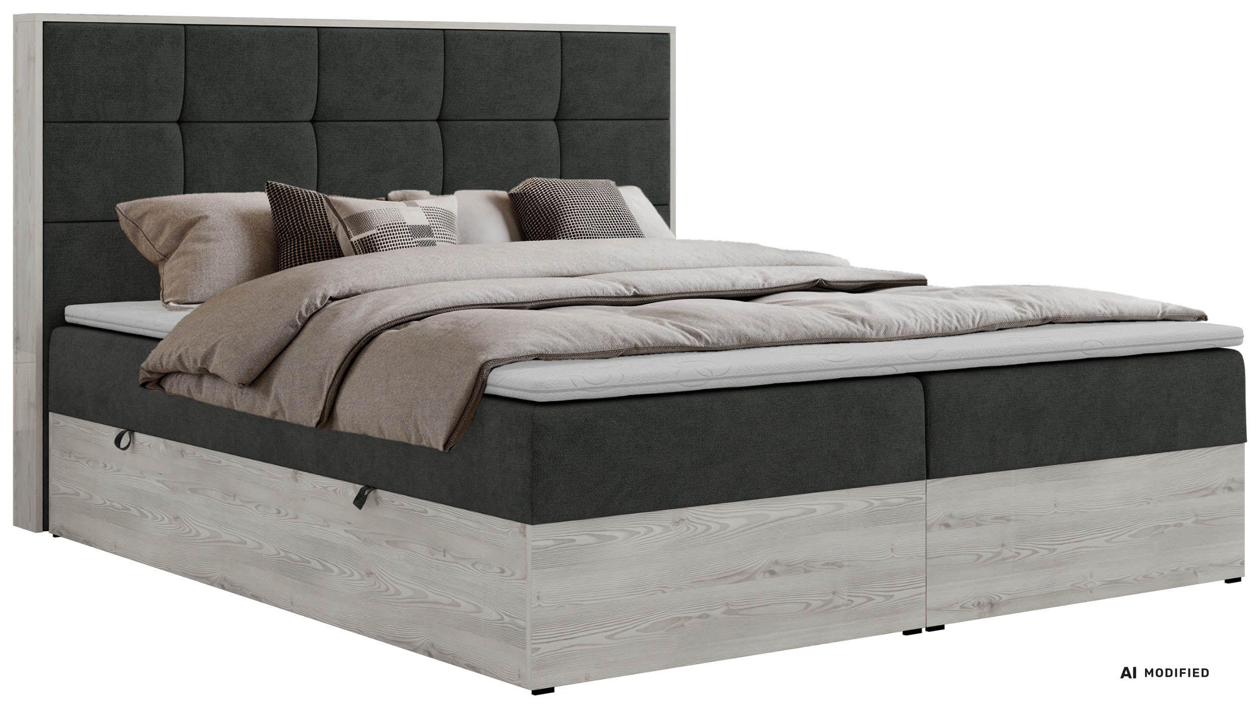 BOXBETT ALNOR 180/200 Dunkelgrau Stukture - Topper Visco - H3 - Dunkelgrau/Schwarz, Kunststoff/Textil (180/200cm) - MKS