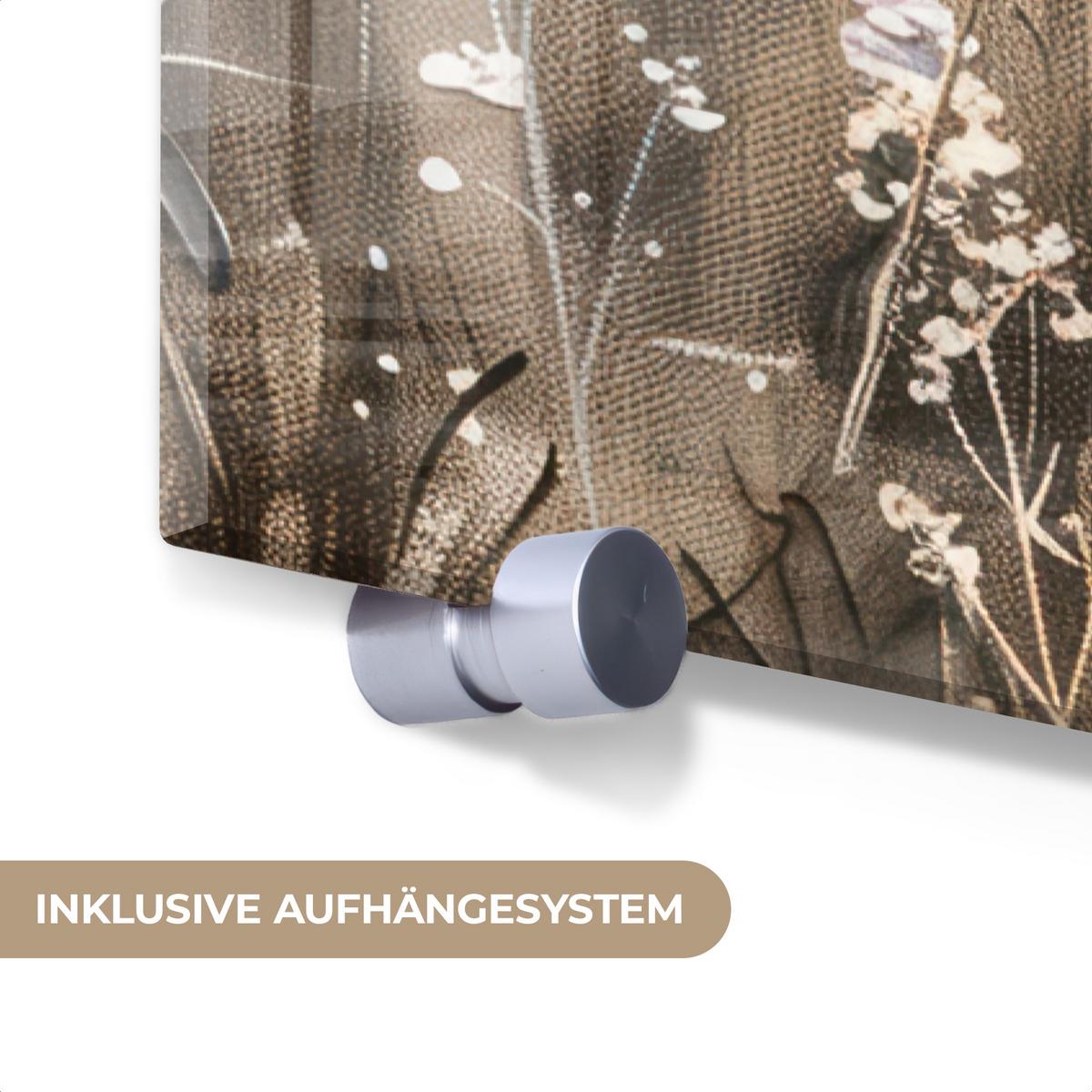 ACRYLGLASBILD Blumen - Rosa - Modern - Beige 80x120 cm - Beige, Glas (80/120cm) - MuchoWow