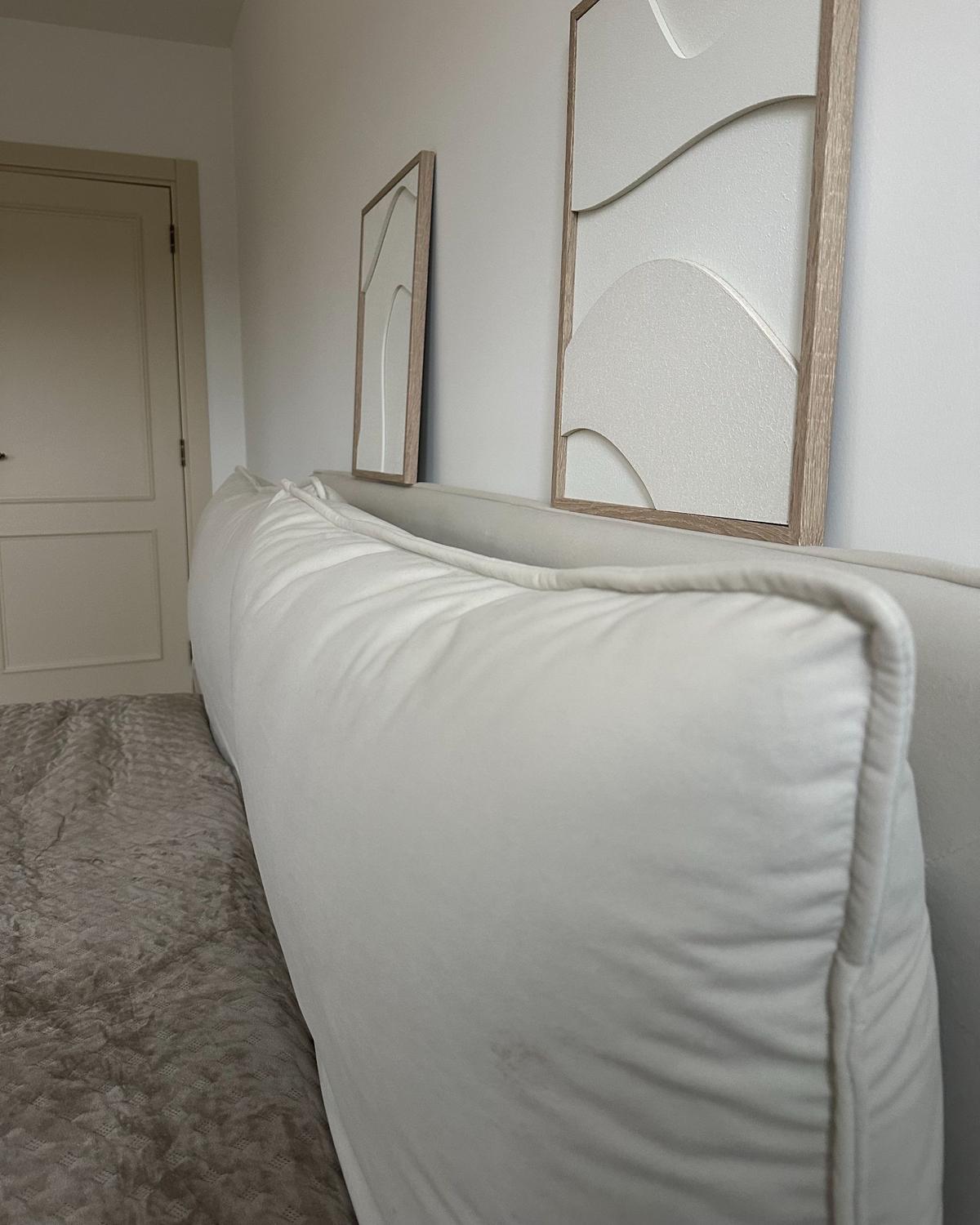 BETT 180/200cm Cremeweiß Bajonna - Creme, Textil (180/200cm) - Beliani