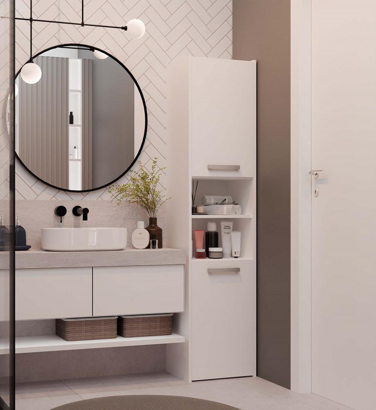 BADEZIMMERSCHRANK Weiß 40/170/30 - Weiß, Holzwerkstoff (40/170/30cm) - RAUMHIRSCH FURNITURE