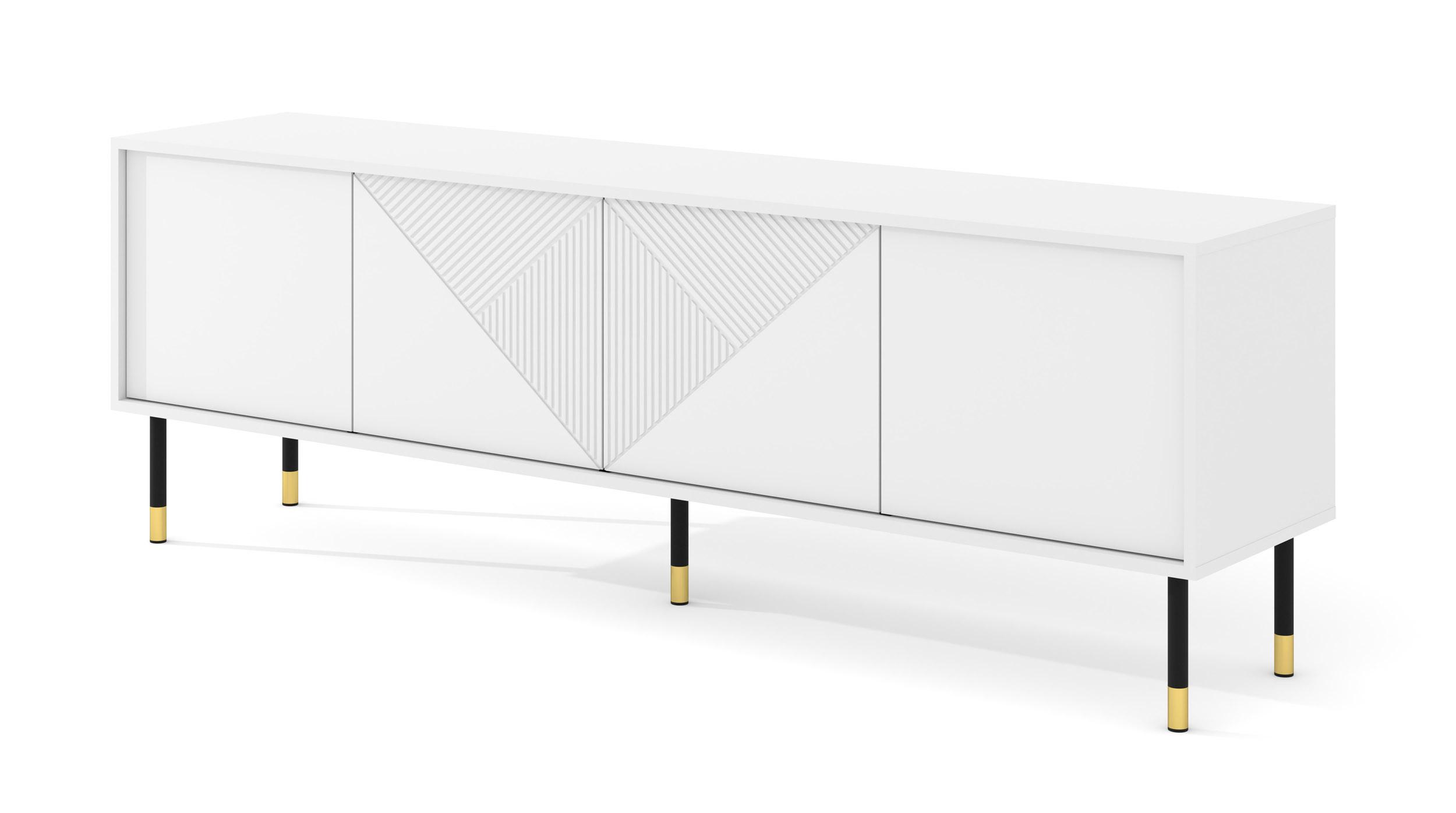 TV LOWBOARD Weiß, Weiß, Gold 180/61/40 - Weiß, Holzwerkstoff (180/61/40cm) - RAUMHIRSCH FURNITURE