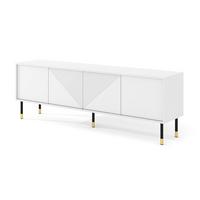 TV LOWBOARD Weiß, Weiß, Gold 180/61/40 - Weiß, Holzwerkstoff (180/61/40cm) - RAUMHIRSCH FURNITURE