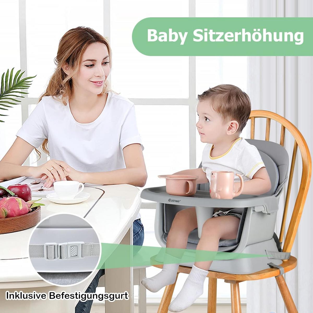 BABYHOCHSTUHL Grau - Grau, Kunststoff (58/98/58cm) - COSTWAY