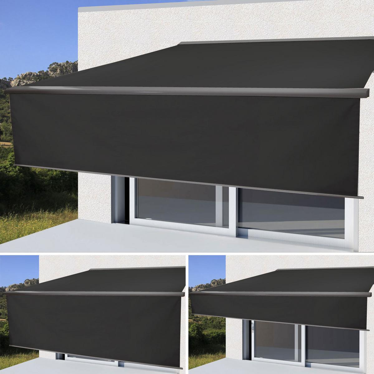 KASSETTEN-MARKISE VOLANT AUSFAHRBAR Anthrazit, Grau - Anthrazit/Grau, Textil (400/15/300cm) - MCW