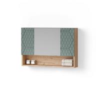 BADSPIEGELSCHRANK Ronco Grün/Goldkraft Eiche 80 x 55 cm - Honigeiche/Grün, Holzwerkstoff (80/55/17cm) - Livinity®