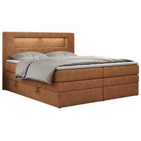 BOXSPRINGBETT GOLD-5 KING LED 120/200 Orange Struktur - H4 - Orange, Holz/Textil (120/200cm) - MKS