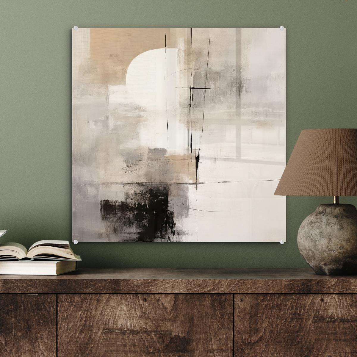 ACRYLGLASBILD Abstrakt - Kunst - Grau 50x50 cm - Hellgrau, Glas (50/50cm) - MuchoWow