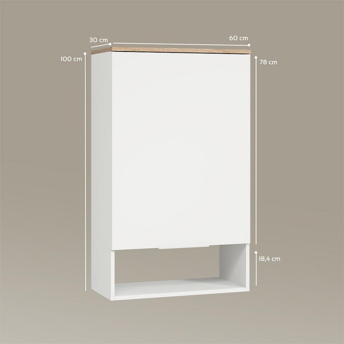 HÄNGESCHRANK Piave Weiß/Sonoma 60 x 100 cm mit Tür - Weiß/Sonoma Eiche, Holzwerkstoff (60/100/30cm) - Livinity®