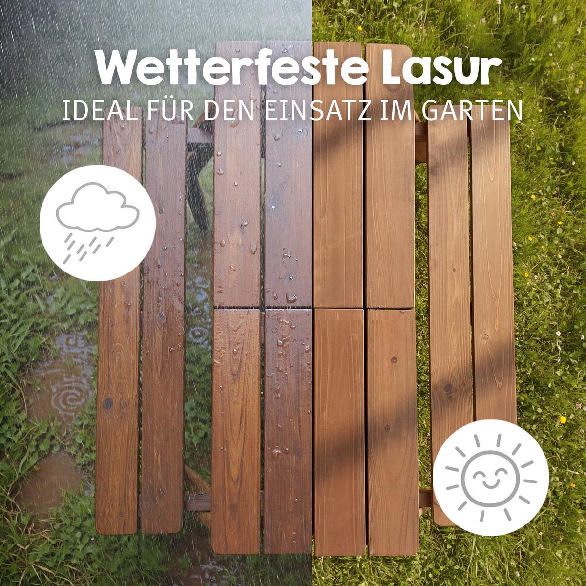 KINDERSITZGRUPPE PICKNICK for 4' Outdoor + teak mit Lehne und Bankkissen - Teakfarben, Holz - Roba
