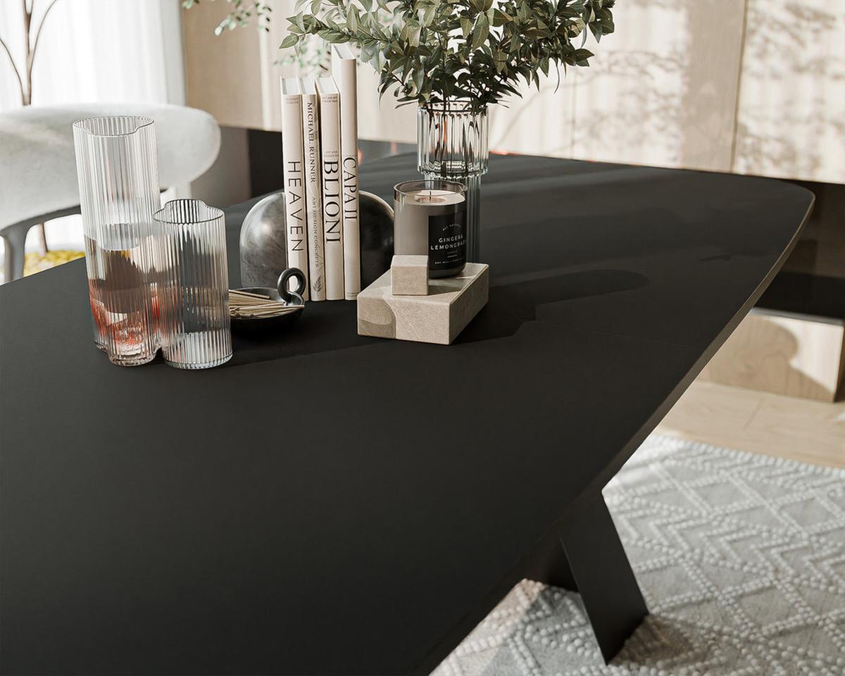 AUSZIEHTISCH ZENITH 180/90/76 cm mit Metallgestell, Schwarz - Schwarz, Holzwerkstoff/Metall (90/180/76cm) - Idohome