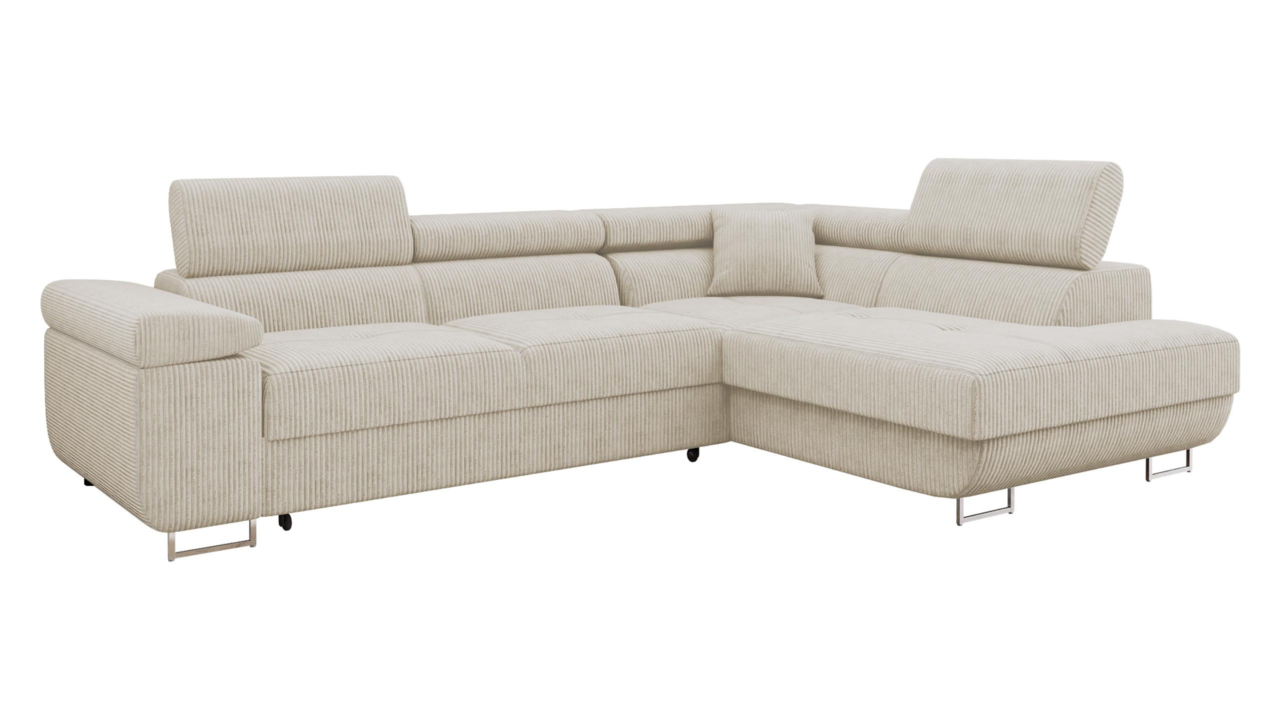 ECKSOFA Torezio Cord, Seite: Rechts - Beige, Holz/Textil (203/274cm) - MIRJAN24