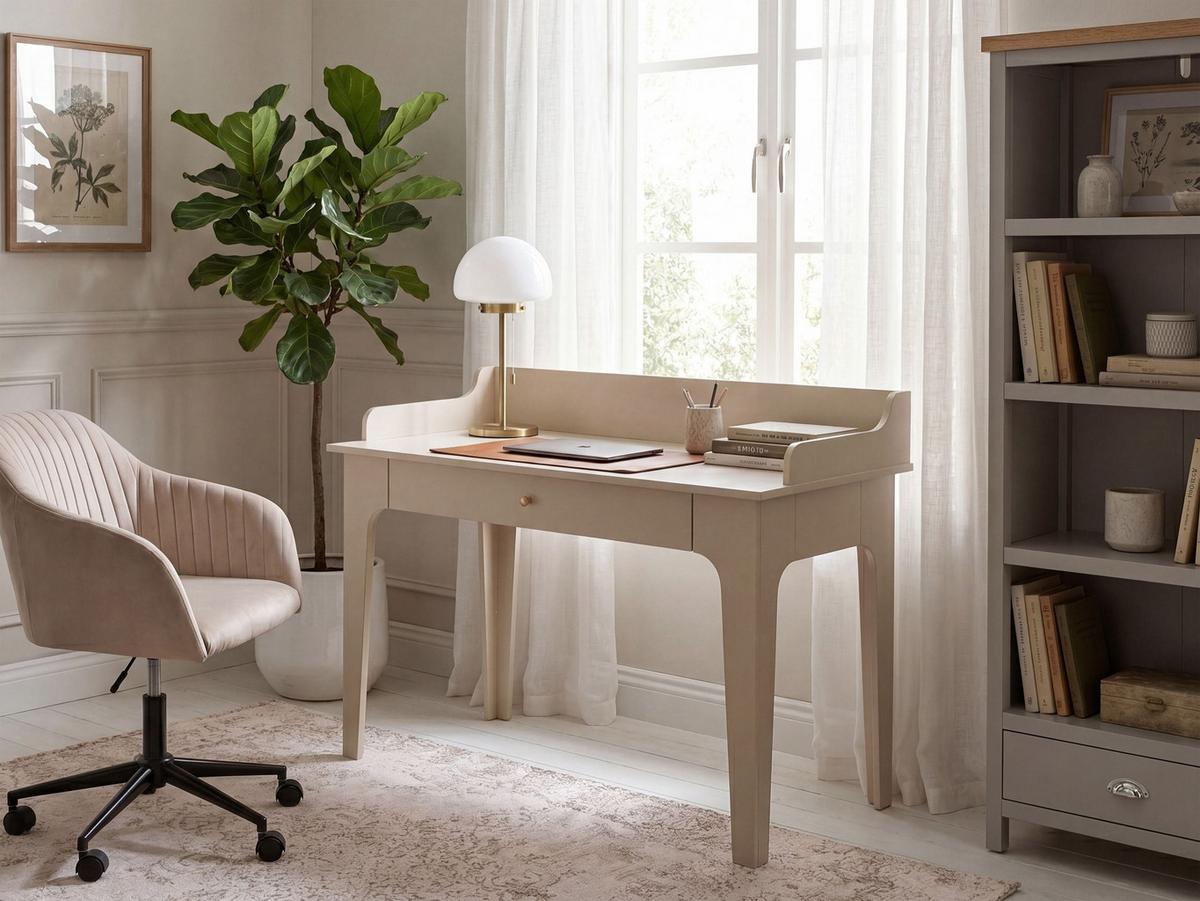 SCHREIBTISCH Hellbeige 118/60 cm Montira - Beige, Holzwerkstoff (60/118/90cm) - Beliani