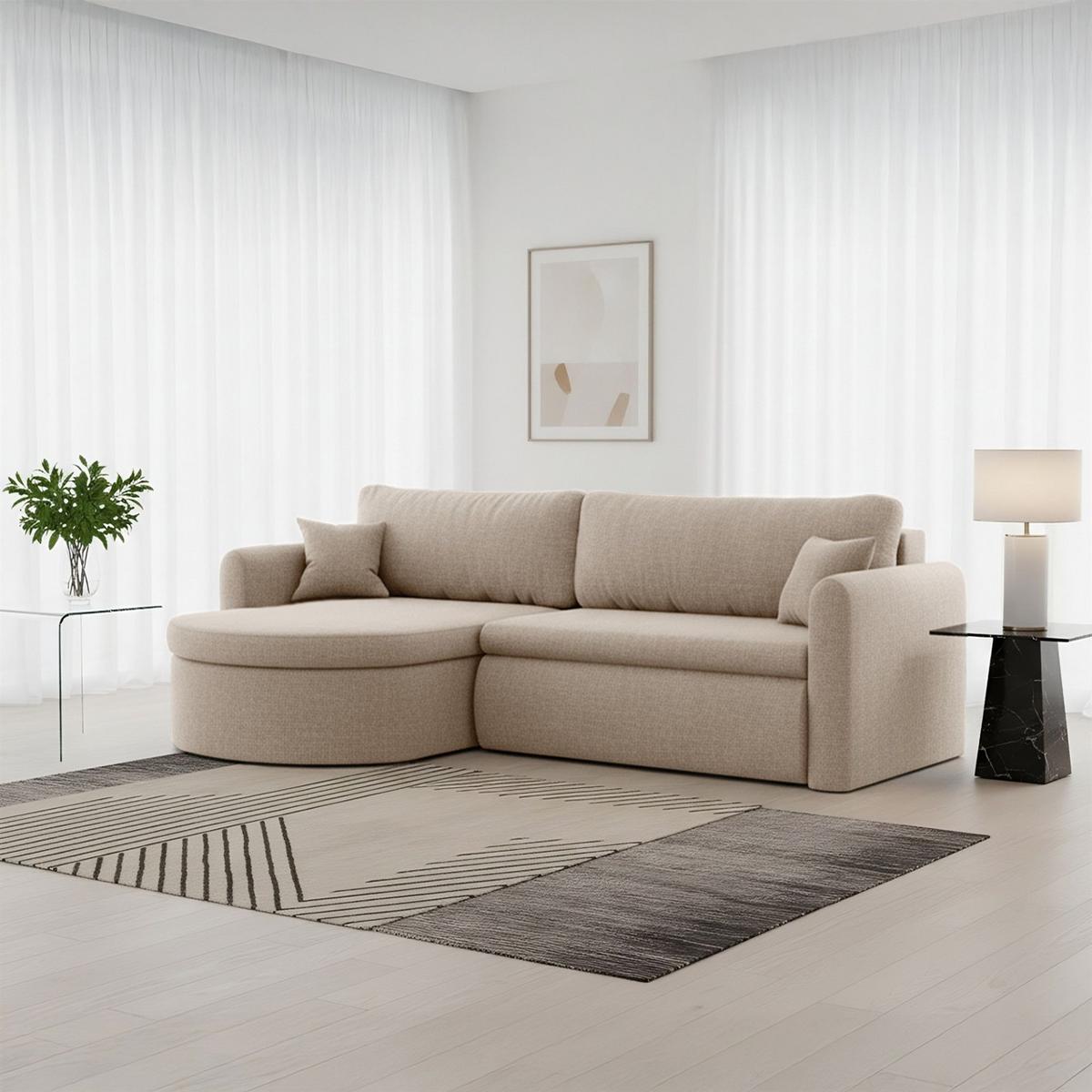 ECKSOFA Feliz In Faro - Hellbraun, Holzwerkstoff/Textil (160/250cm) - Fun Möbel