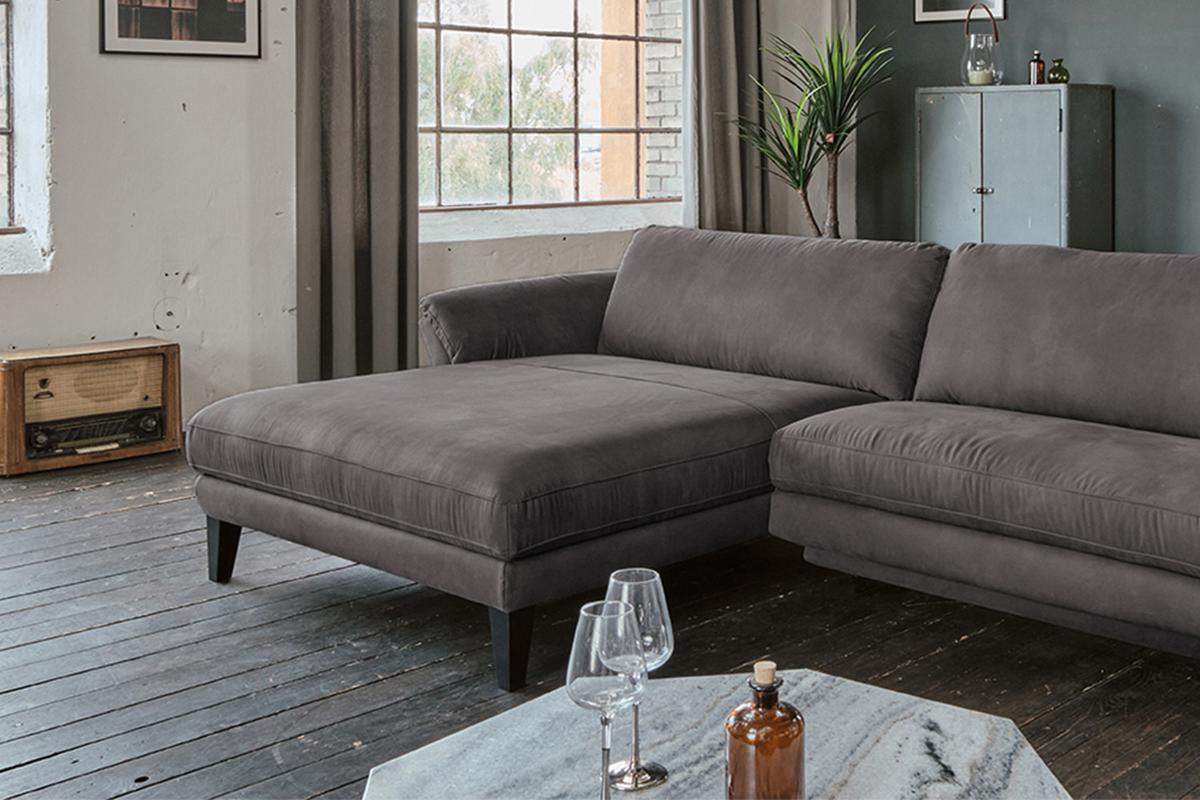 ECKSOFA MALTA Anthrazit Webstoff - Anthrazit/Schwarz, Buchenholz/Textil (302/175cm) - KAWOLA
