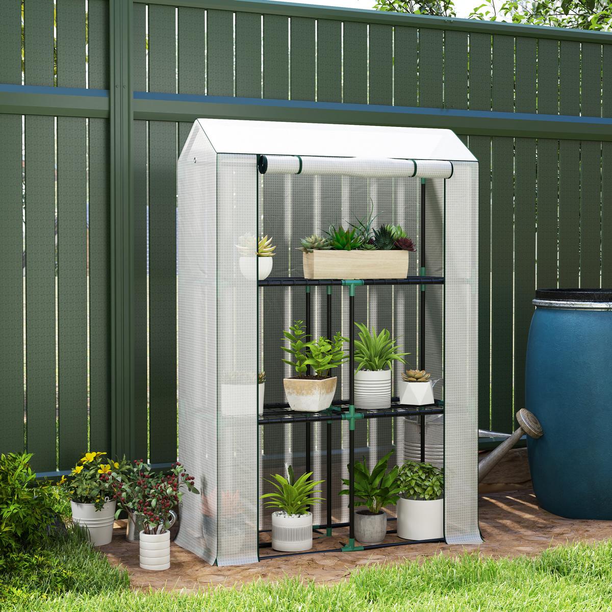 GEWÄCHSHAUS, 100L x 40B x 150H cm - Weiß, Metall (40/150/100cm) - Outsunny