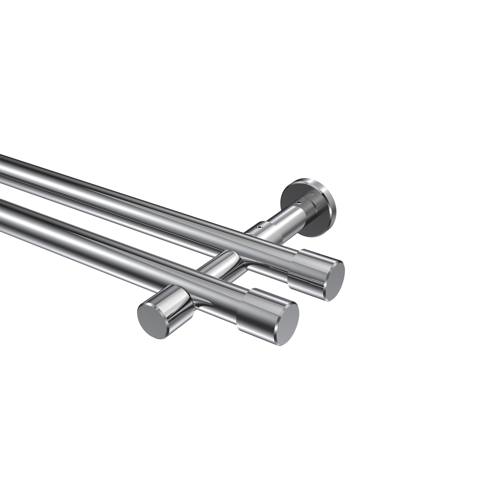 GARDINENSTANGE Prestige Santo 120 cm, 2-läufig (ohne Ringe), 20 mm Ø Chrom - Chromfarben, Metall (120cm) - INTERDECO