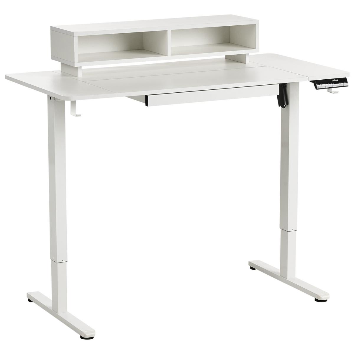 SCHREIBTISCH elektrisch höhenverstellbar 120/60 cm mit USB-Anschluss Weiß Lucama - Weiß, Holzwerkstoff/Metall (60/120/88cm) - Beliani