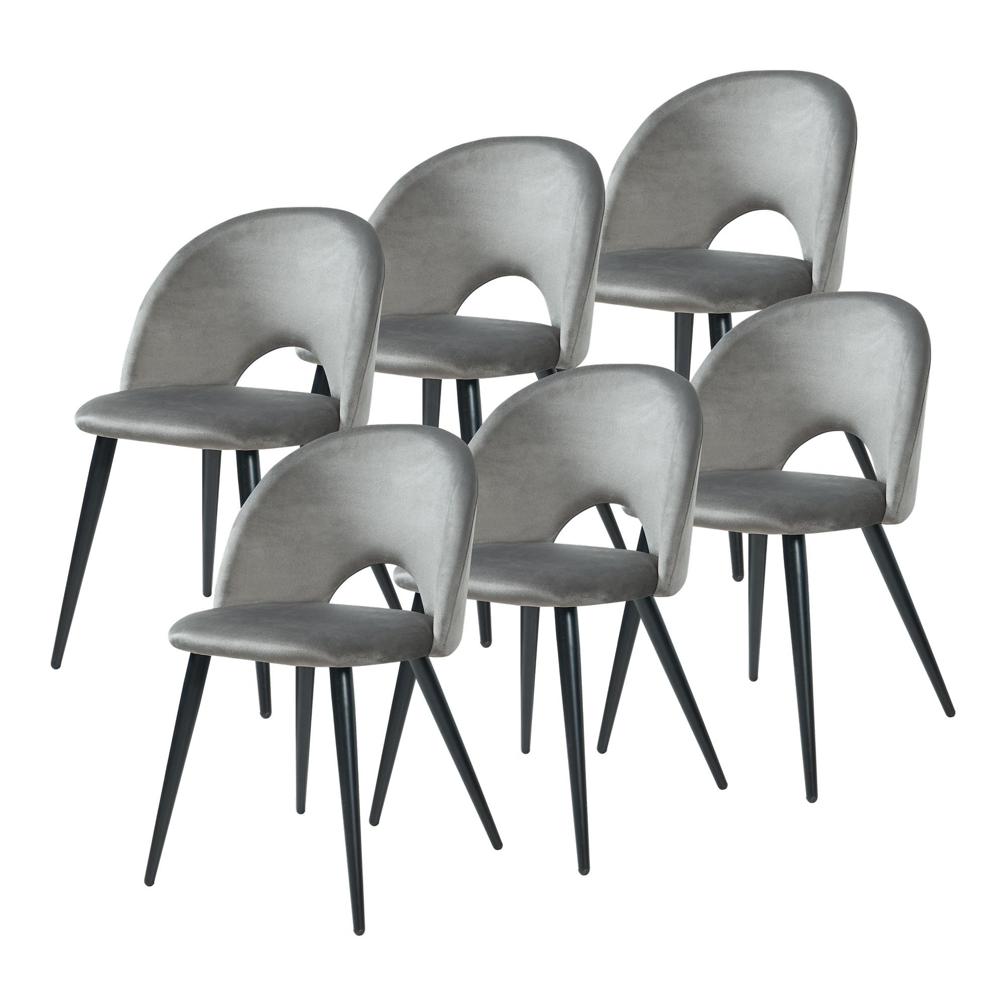 ESSZIMMERSTUHL-SET 6 TLG. Karijoki - Schwarz/Grau, Textil/Metall (50/77/55cm) - [en.casa]