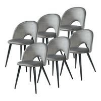 ESSZIMMERSTUHL-SET 6 TLG. Karijoki - Schwarz/Grau, Textil/Metall (50/77/55cm) - [en.casa]