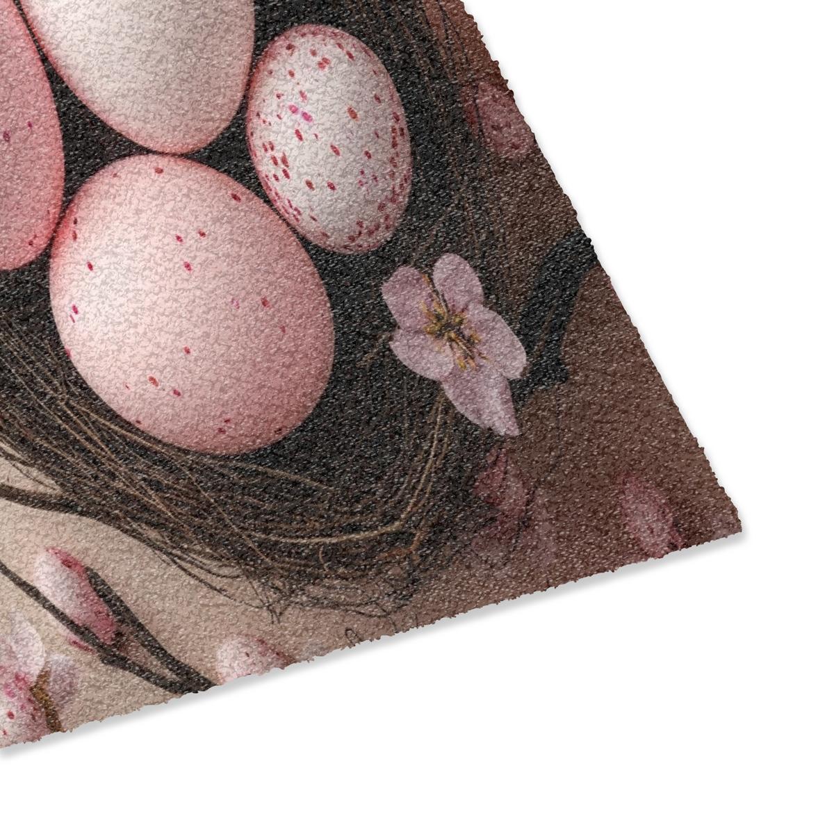 FUSSMATTE Rosa - Blüten - Eier Teppichmatte 60x40 cm - Hellrosa, Kunststoff (40/60cm) - MuchoWow