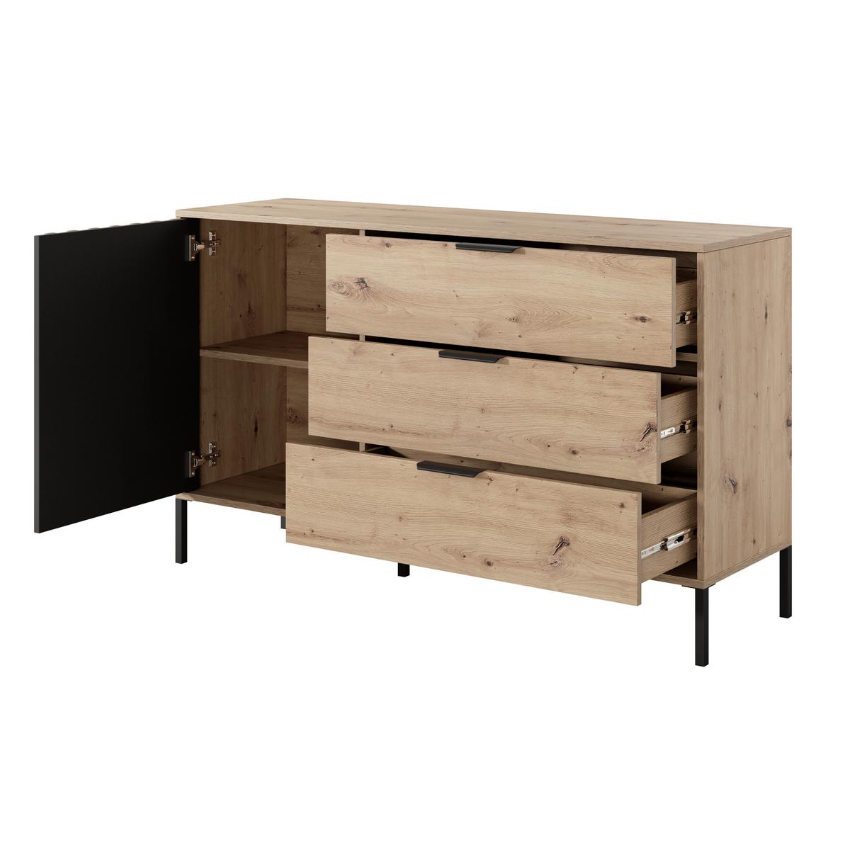SIDEBOARD TALLINO 137/81/40 cm mit 3 Schubladen und 1 Türen Eiche Artisan - Eiche Artisan, Holzwerkstoff (137/81/40cm) - MASSENO