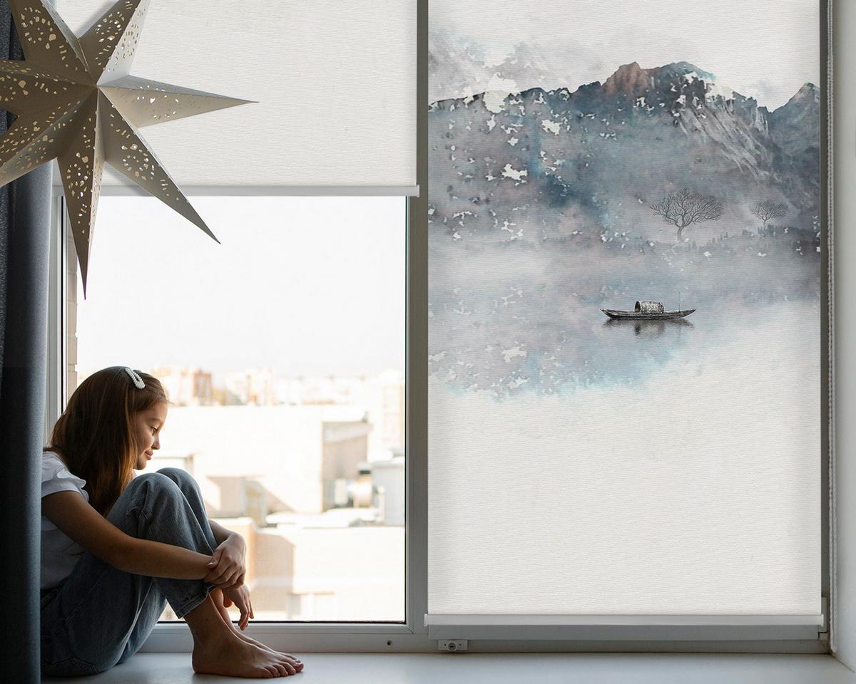 INNENROLLO - Fensterrollo - Rollo - 150x180 cm - Bemalte Berge - Grau, Kunststoff (150/180/0.5cm) - TULUP