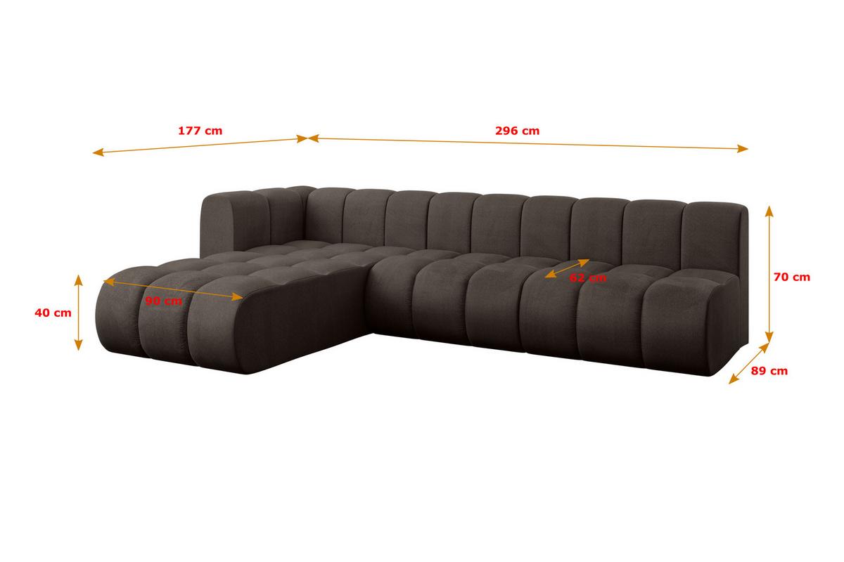 ECKSOFA modulares Sofa Darnel-L2 - 296x177x70 cm Braun - Braun, Holzwerkstoff/Textil (296/177cm) - ALTDECOR