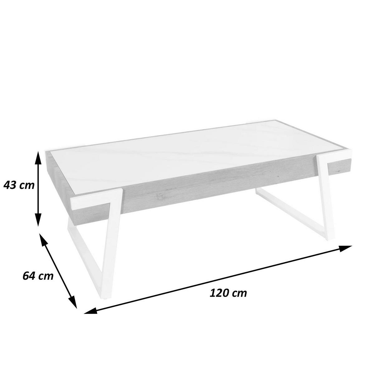 COUCHTISCH rechteck Weiß - Weiß, Stein (64/120/43cm) - MCW