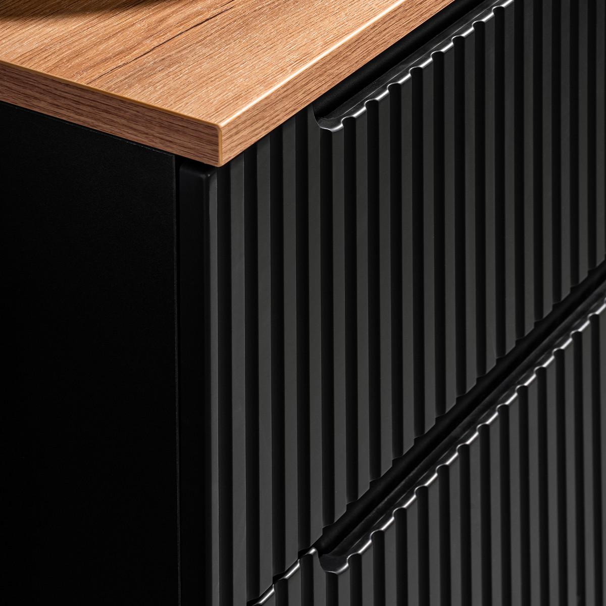 WASCHTISCHUNTERSCHRANK 50.4cm Riva Schwarz und Holz - Schwarz, Holzwerkstoff (50.4/59/40cm) - Petits-meubles