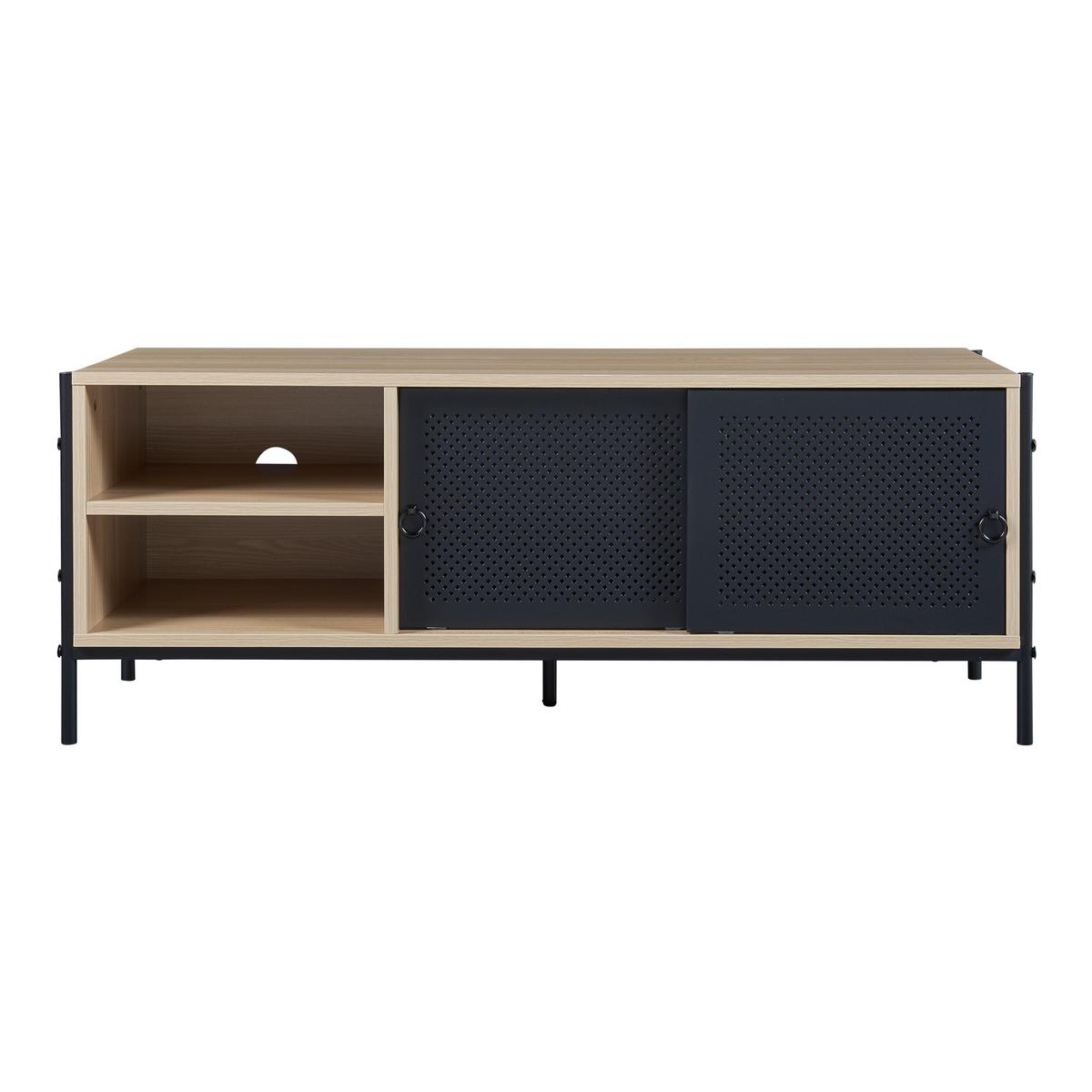 TV-ELEMENT Tysnes - Eichefarben/Schwarz, Holzwerkstoff/Metall (120/45/40cm) - [en.casa]