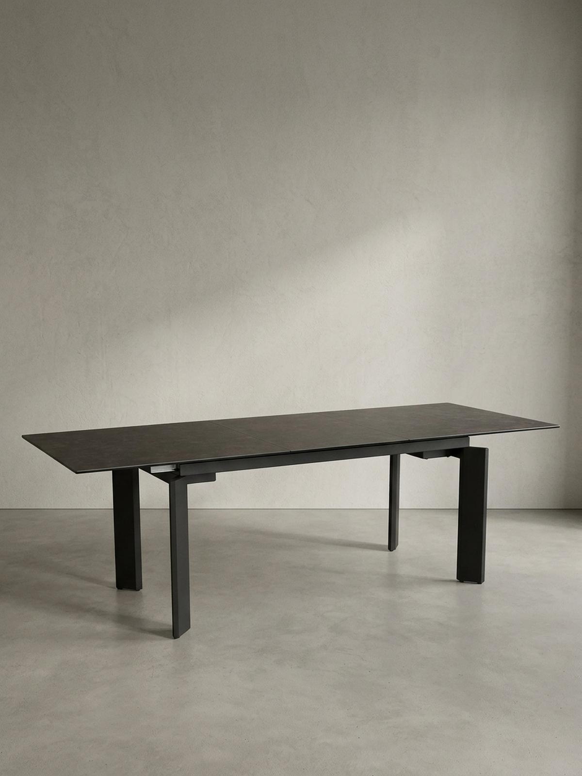 ESSTISCH Ausziehbar Keramik Glas Marmoroptik 180-240 MALTA, Schwarz 180x95x77 cm - Schwarz, Glas/Metall (95/180/77cm) - KADIMA DESIGN