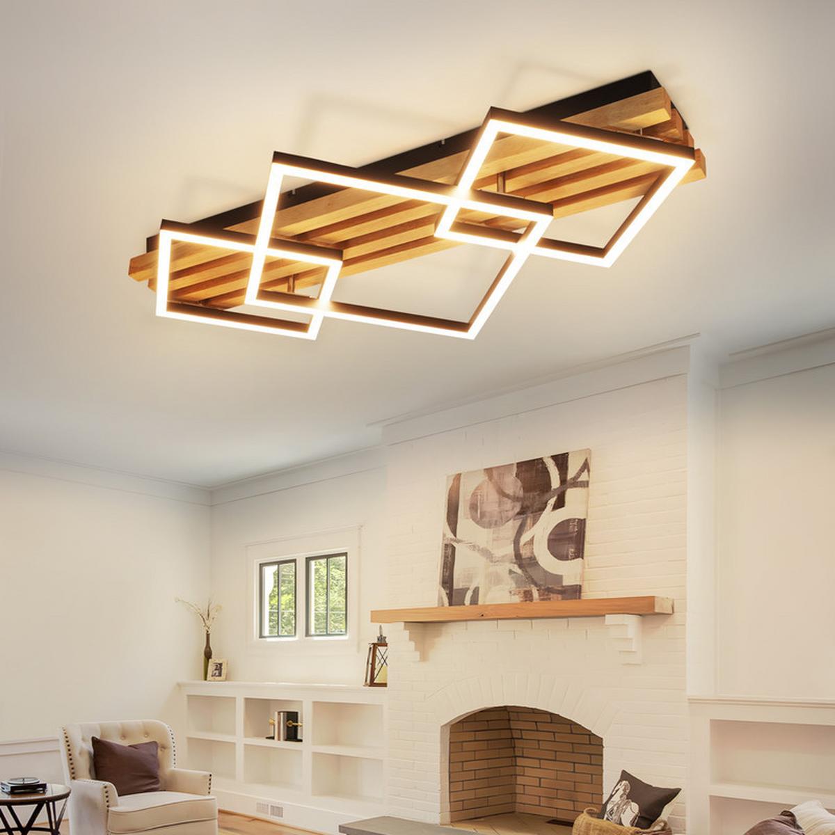 LED-DECKENLEUCHTE Elisabeth II 8.8/71.6/41.6cm - Eschefarben, Holz (8.8/71.6/41.6cm) - Nettlife