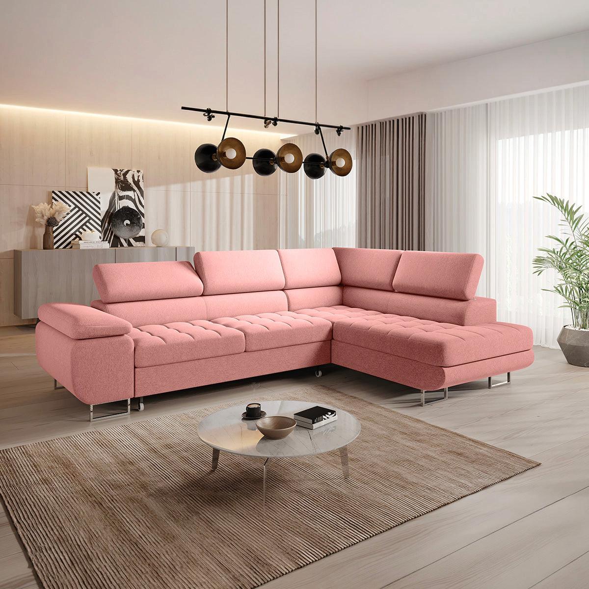 ECKSOFA Eden 4 Sitzplätze Korallenrosa - Pink, Holzwerkstoff (271/201cm) - Petits-meubles