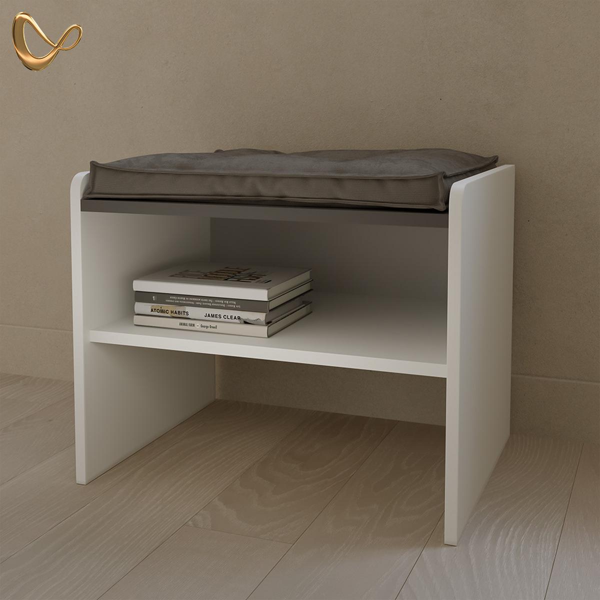 ESSZIMMERBANK Tiberio Weiß 53.5 x 41.1 cm - Weiß, Holzwerkstoff (53.5/45.5/41.1cm) - Livinity®