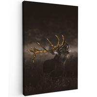 LEINWANDBILD Rotwild - Schwarz - Gold Deko Groß 90x140 cm - Braun, Textil (90/140cm) - MuchoWow