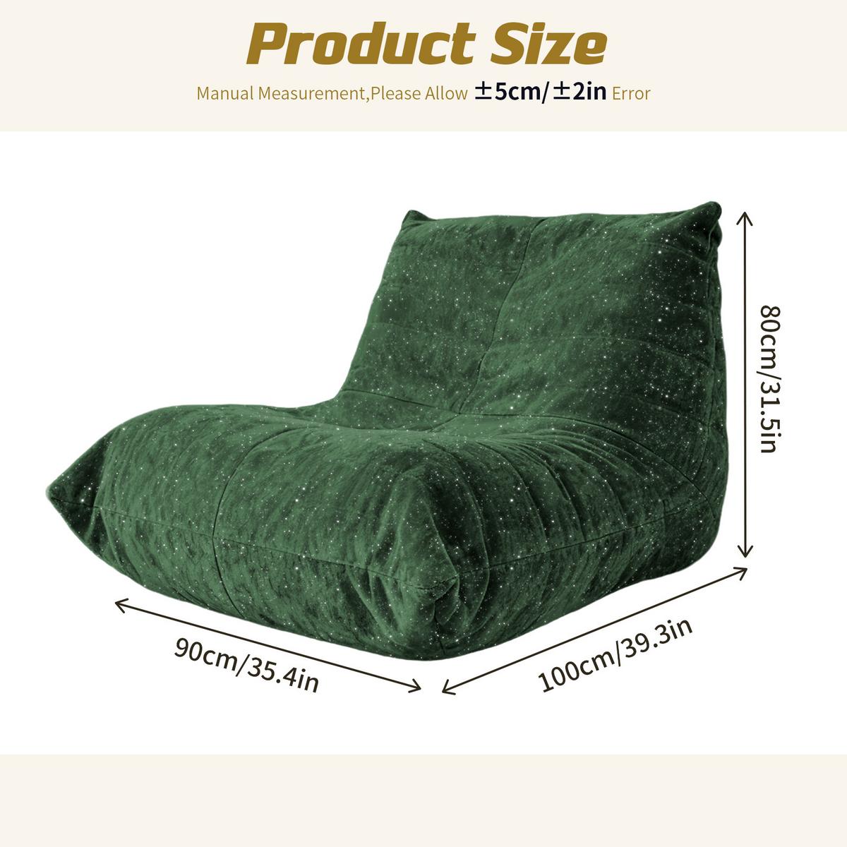 SITZSACK aus glänzendem Chenille mit Ergonomie - Grün, Textil (90/80/100cm) - Urban Meuble