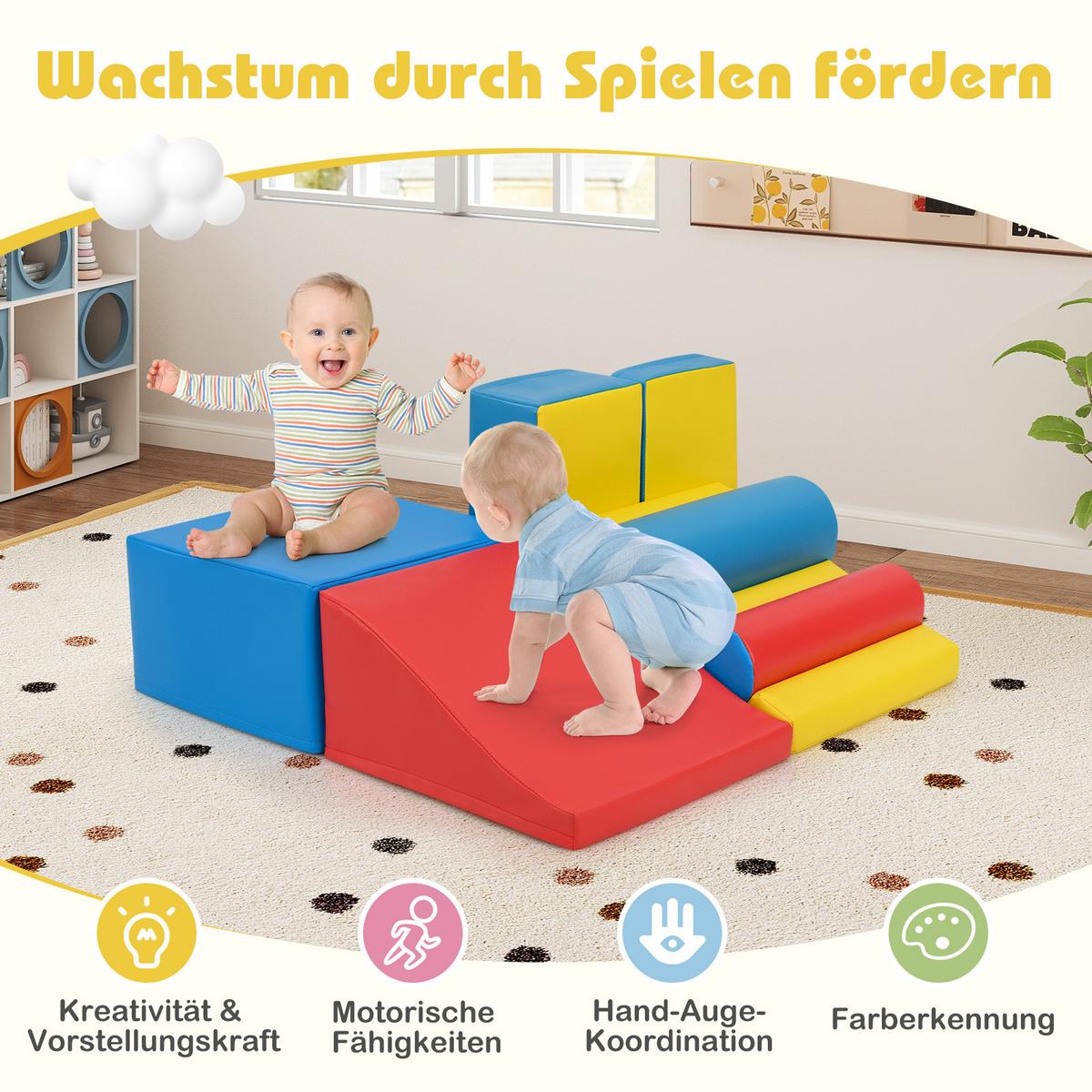 SCHAUMSTOFFBLOCK Farbig (7-teilig) - Multicolor, Leder (50/25/45cm) - COSTWAY