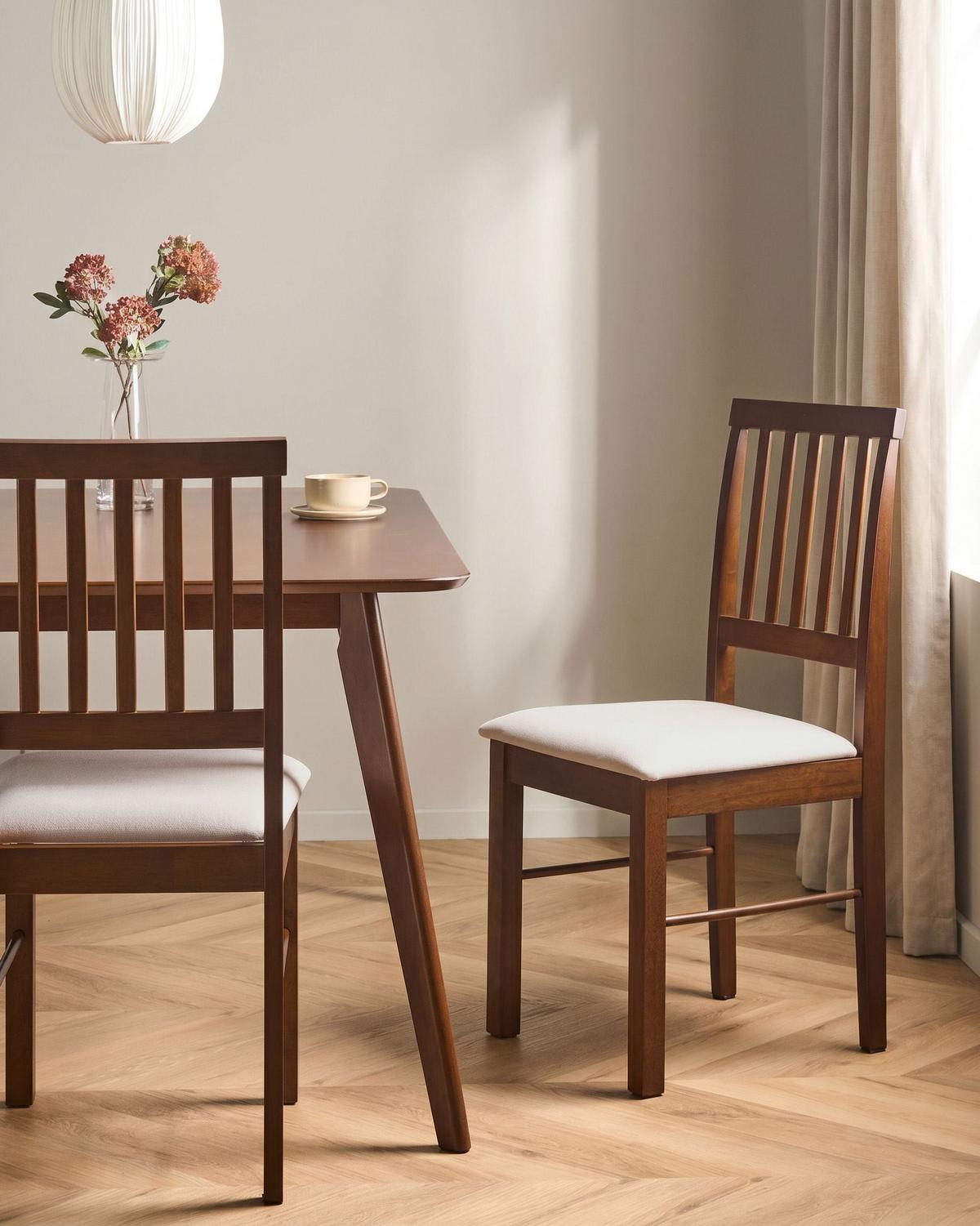 ESSZIMMERSTUHL 2er-Set Holz Dunkelbraun/Hellbeige Orono - Dunkelbraun, Holz (44/92/50cm) - Beliani