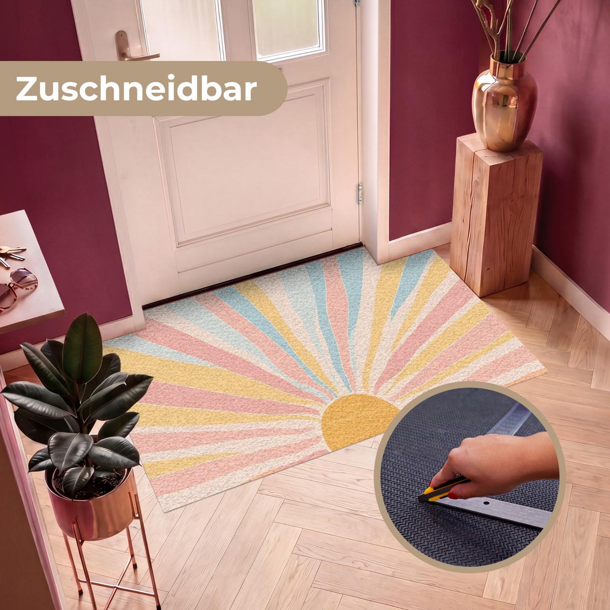 FUSSMATTE Illustration - Sonne - Pastellfarben Sauberlaufmatte 150x90 cm - Hellrosa, Kunststoff (150/0.4cm) - MuchoWow
